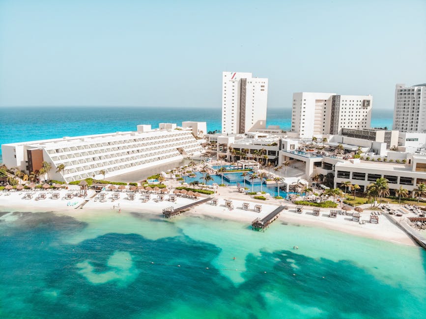 Vibrant nightlife and affordable beach accommodations in Cancun, Mexico, a top choice among cheap countries to visit with beaches